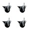 Service Caster 3'' Soft Rubber Wheel Swivel 7/16'' Grip Ring Stem Caster Set with Brake, 4PK SCC-GR20S314-SRS-PLB-716138-4 - alternate 1
